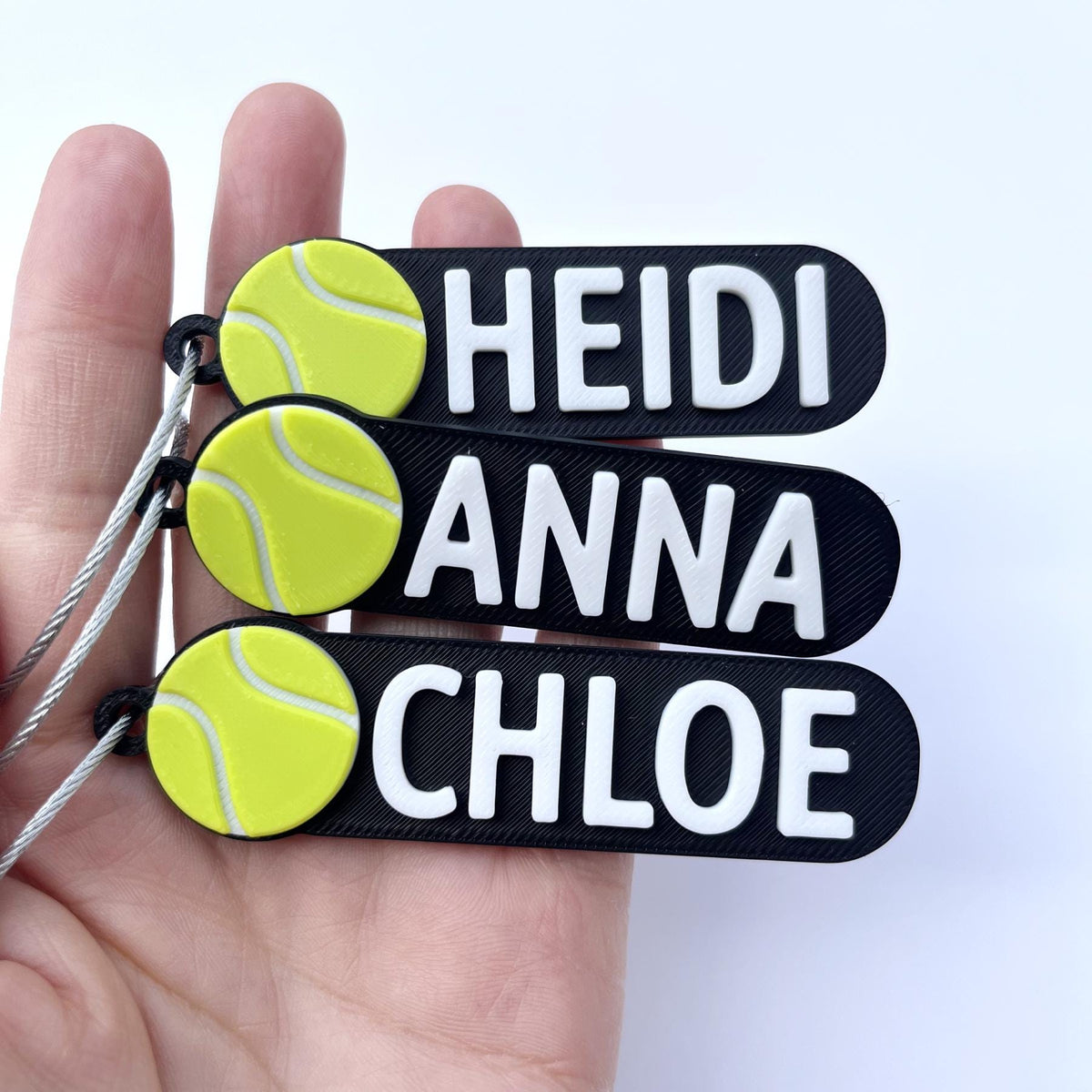 HappyFamilyWorks Personalized 3D Printed Tennis Keychain Custom Name Team Gift