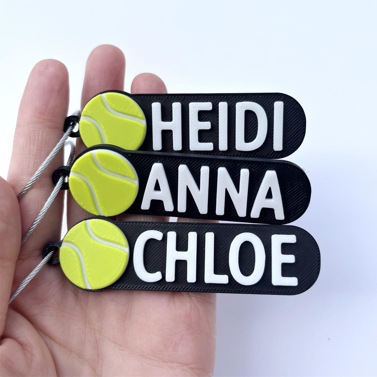 HappyFamilyWorks Personalized 3D Printed Tennis Keychain Custom Name Team Gift