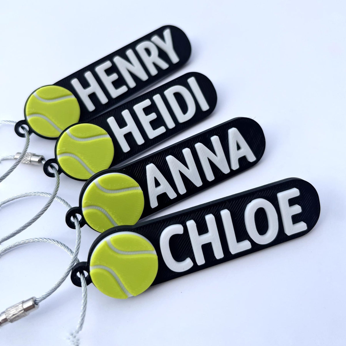 HappyFamilyWorks Personalized 3D Printed Tennis Keychain Custom Name Team Gift