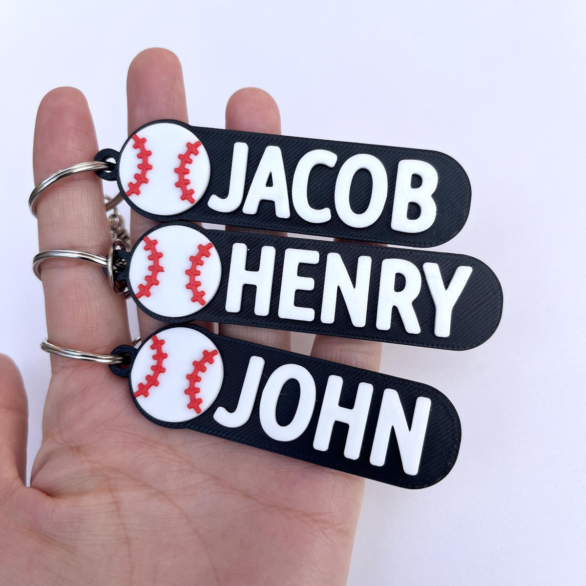 HappyFamilyWorks Personalized 3D Printed Baseball Name Keychain PLA