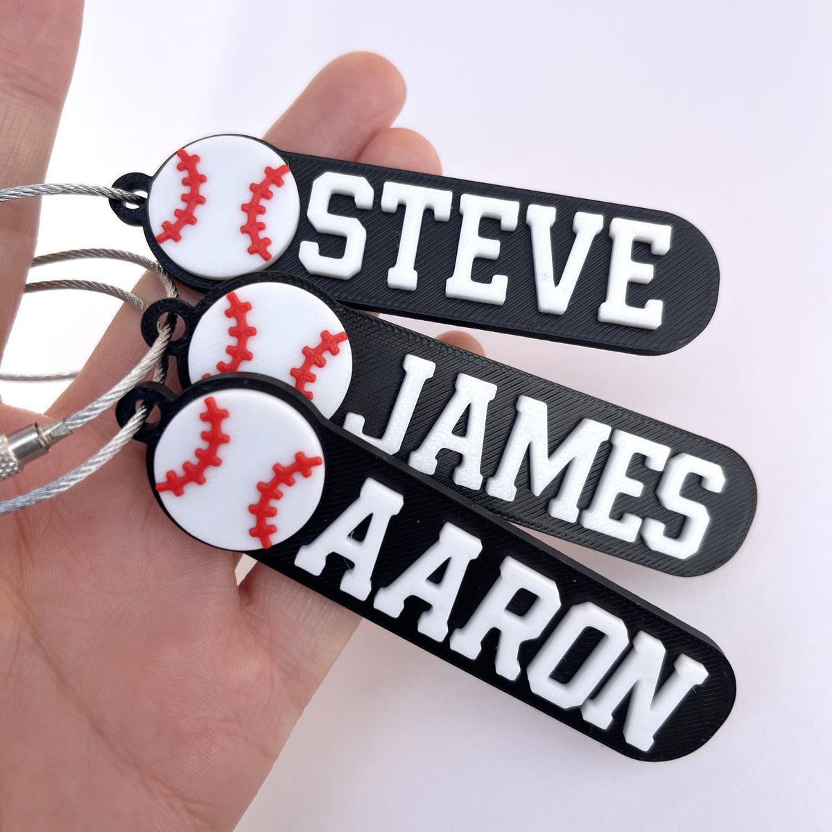 HappyFamilyWorks Personalized 3D Printed Baseball Name Keychain PLA