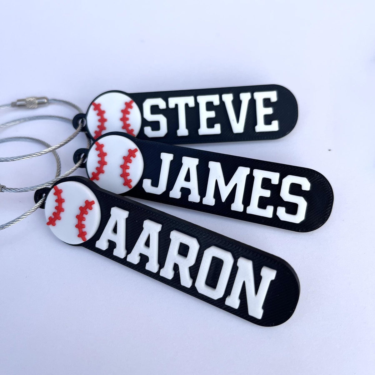 HappyFamilyWorks Personalized 3D Printed Baseball Name Keychain PLA
