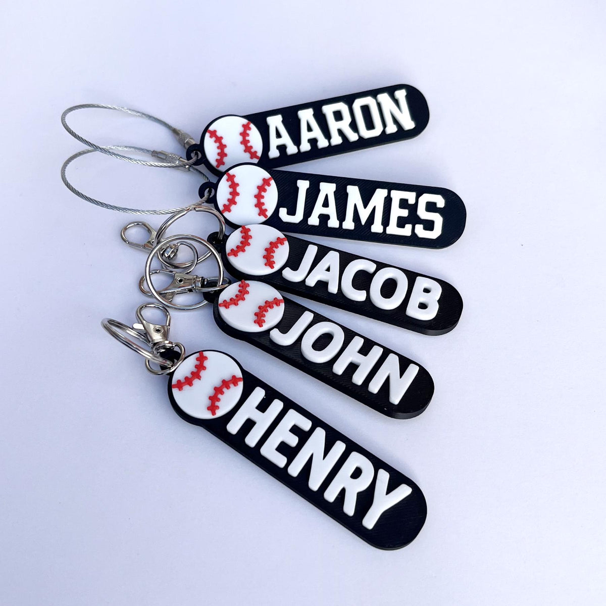 HappyFamilyWorks Personalized 3D Printed Baseball Name Keychain PLA