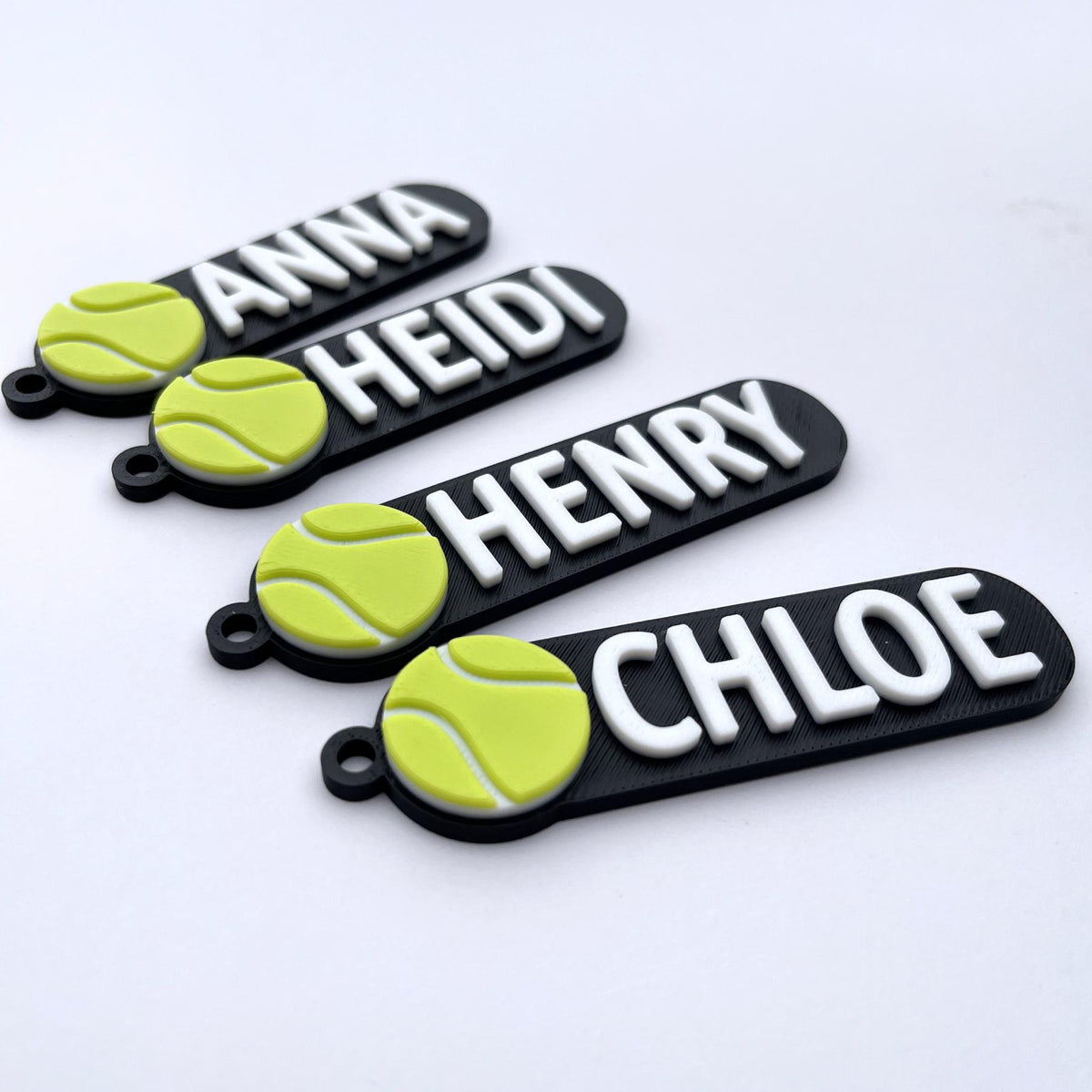 HappyFamilyWorks Personalized 3D Printed Tennis Keychain Custom Name Team Gift