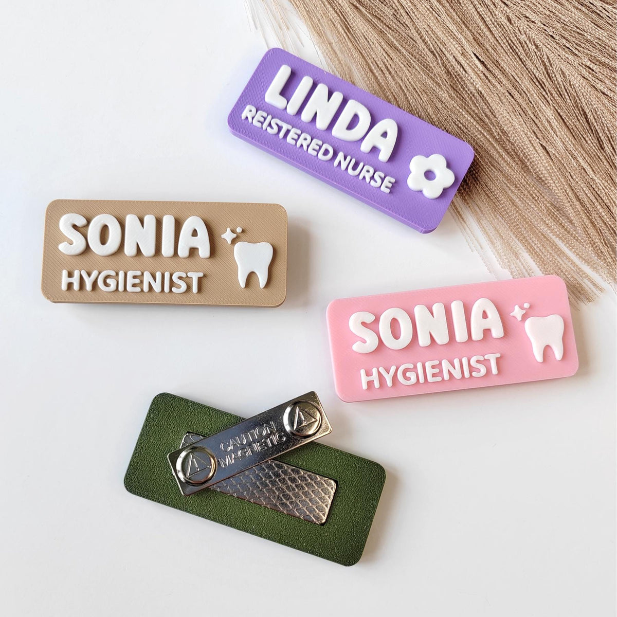 HappyFamilyWorks 3D Printed Custom Magnetic Name Badge Personalized