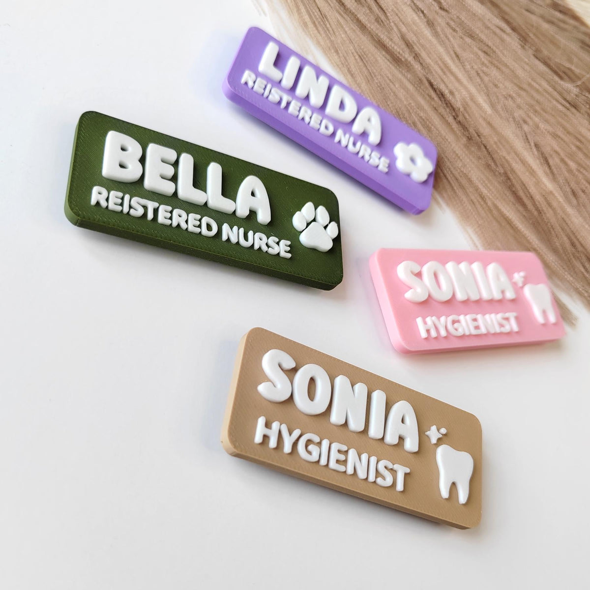 HappyFamilyWorks 3D Printed Custom Magnetic Name Badge Personalized