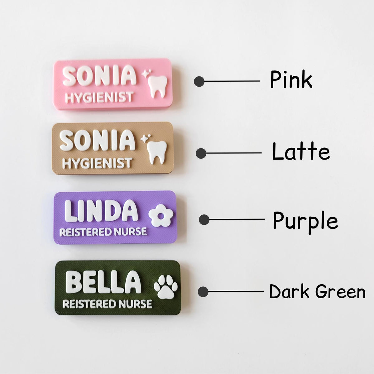 HappyFamilyWorks 3D Printed Custom Magnetic Name Badge Personalized